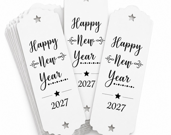 Wunderkerzenhalter Silvester personalisiert, 25 Stück, Happy New Year oder Wunschtext, 15 × 5 cm