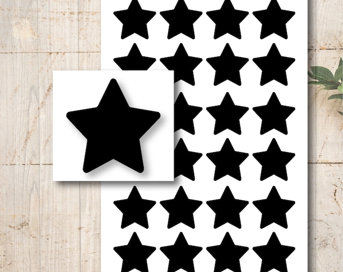Blackboard Foil Black Self-Adhesive Star Sticker Labels 24 Pieces