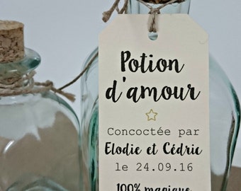 Étiquettes "Potion d'amour", étiquettes pour cadeaux invités, mariage,