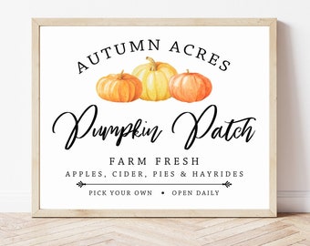 Pumpkin Patch Sign, Printable Fall Wall Art, Pumpkin Sign, Fall Farmhouse Decor, Halloween Decor, Pumpkin Decor, Gift for Her, YOU PRINT