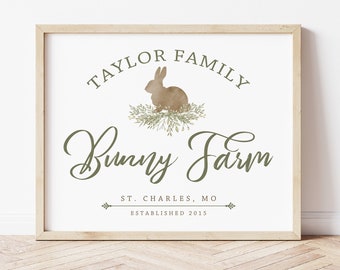 Personalized Easter Print, Printable Easter Sign, Custom Easter Wall Art, Farmhouse Easter Decor, Bunny Wall Art, Easter Digital Download