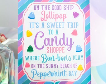 Printable "Good Ship Lollipop" Sign, Sweet Shoppe Party Sign, Candy Buffet Decor, Sweet Party, Candyland Party Sign 8x10 INSTANT DOWNLOAD