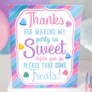 Sweet Treats Party Favor Sign, Printable Thank You Sign, Candy Buffet Sign, Pastel Rainbow Party Sign, Candy Birthday, 8x10 INSTANT DOWNLOAD image 2