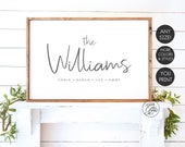 Personalized Family Name Sign Large Printable Family Name Wall