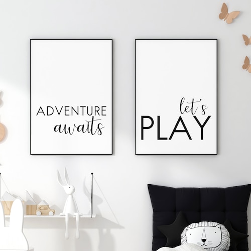 Modern Playroom Wall Art Set of 2 18x24 Large Monochrome Etsy