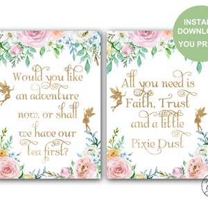 Fairy Party Signs Set of 2, Printable Fairy Birthday Party Decor, Fairy Party Decorations, Fairy Birthday Party Printables, Table Sign, PDF