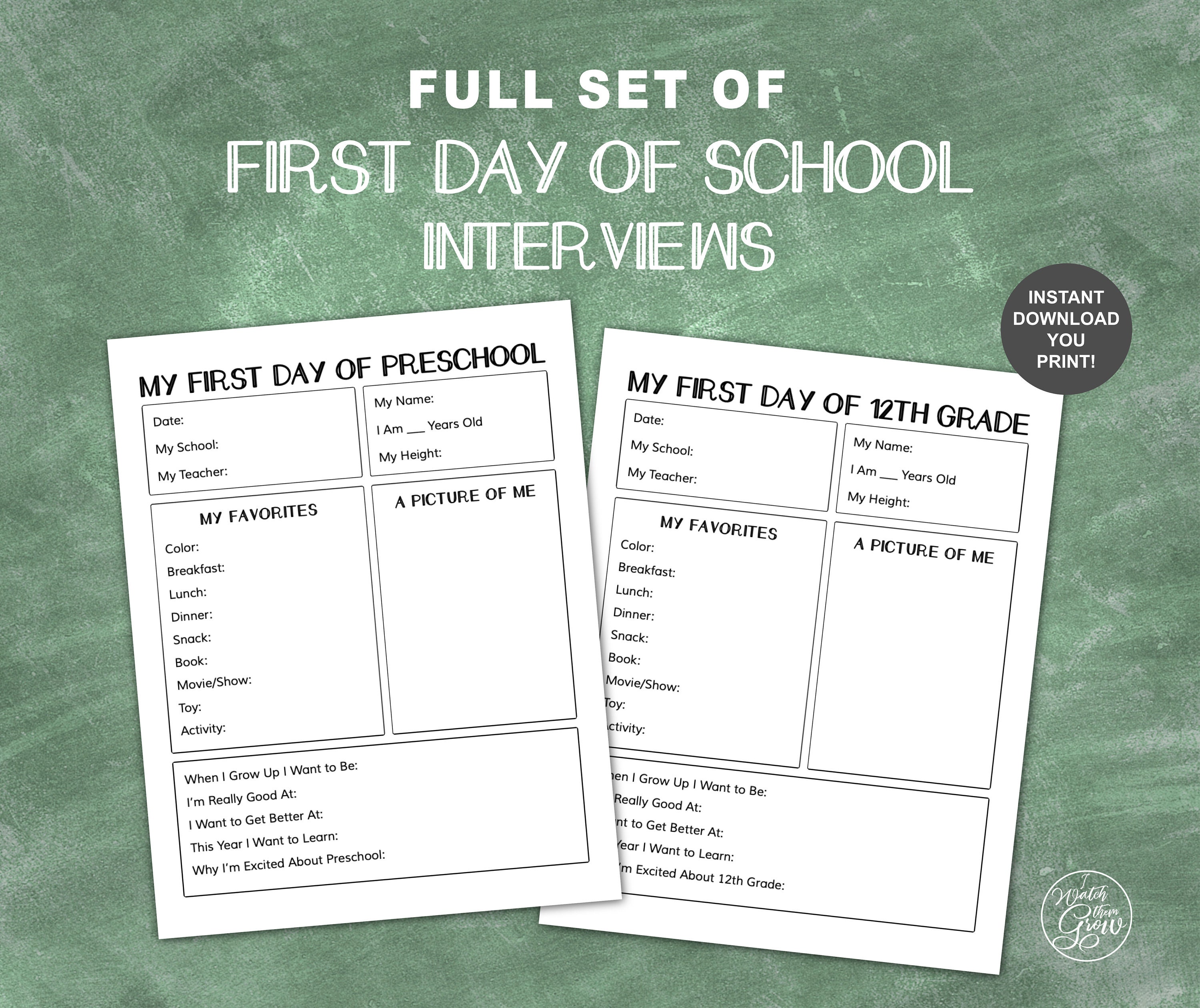 First Day of School Interview Back to School Printable All - Etsy
