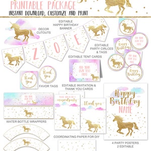 unicorn party banner editableprintable unicorn birthday etsy