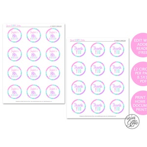 Pastel Cupcake Toppers, Printable Girl Birthday Party Circles, Stickers, Party Favor Tags, Pastel Party Decorations PDF INSTANT DOWNLOAD image 2