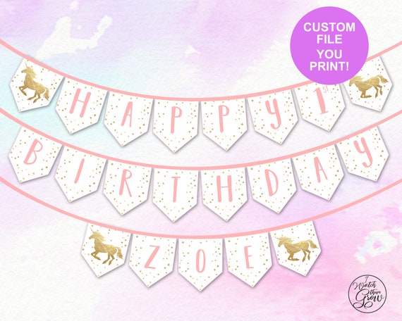 custom unicorn party banner printable unicorn birthday banner