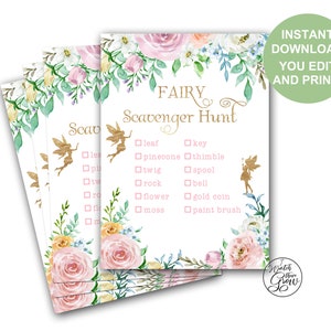 Editable Fairy Scavenger Hunt Game, Printable Fairy Party Game, Fairy ...