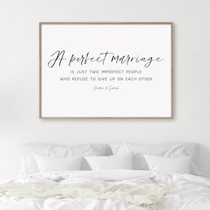 Personalized Anniversary Gift, &quot;A Perfect Marriage&quot; Sign, Printable Bedroom Wall Art, Custom Wedding Gift, Husband Gift for Wife, Download