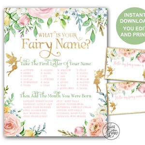 Editable Fairy Name Sign With Name Tags Set, Printable "what is Your ...