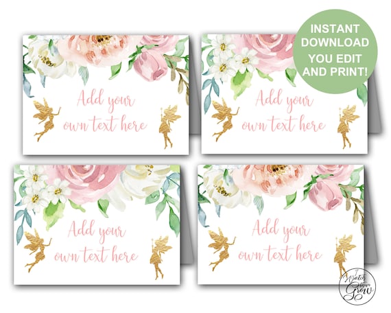 Fairy Party Tent Cards, Printable Floral Fairy Cards, Fairy Buffet Cards, Fairy Place Cards, Pixie Party, Faerie Party PDF INSTANT DOWNLOAD Il_570xn