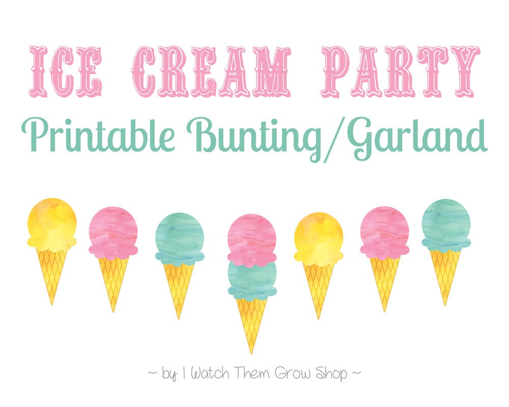 Ice Cream Party Decor Printable Ice Cream Birthday | Etsy