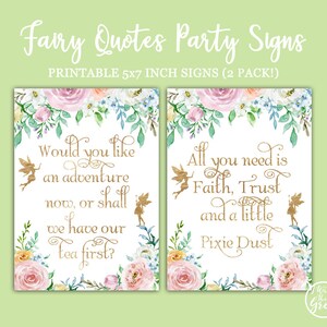 Fairy Party Signs Set of 2, Printable Fairy Birthday Party Decor, Fairy Party Decorations, Fairy Birthday Party Printables, Table Sign, PDF image 2