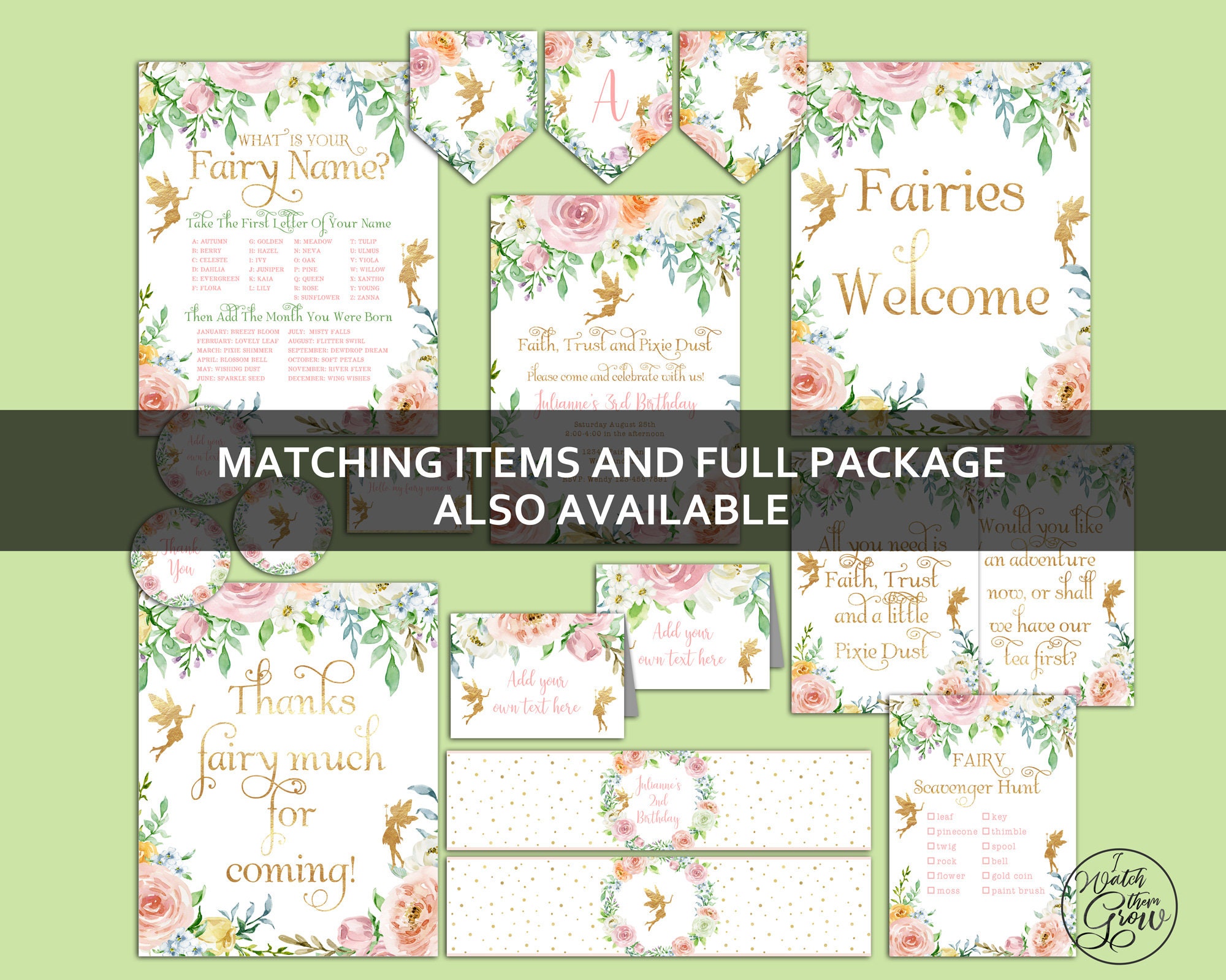 Fairy Party Signs Set of 2 Printable Fairy Birthday Party - Etsy