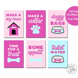 Sinais de festa de cachorrinho, sinais de mesa de festa de cachorrinho para impressão, decorações de festa de cachorrinho, decoração de festa de cachorrinho rosa, festa de cachorrinho menina DOWNLOAD INSTANTÂNEO