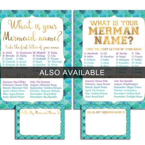 Mermaid Name Game & Name Tags, Printable What Is Your Mermaid Name Party Game Pack, Mermaid Birthday Party Pdf Jpg INSTANT DOWNLOAD image 4
