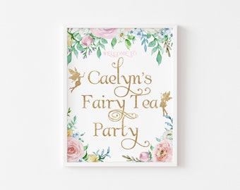 Custom Fairy Party Sign, Printable Fairy Party Decor, Fairy Birthday Party Sign, Fairy Baby Shower Decorations, Floral Fairy Download