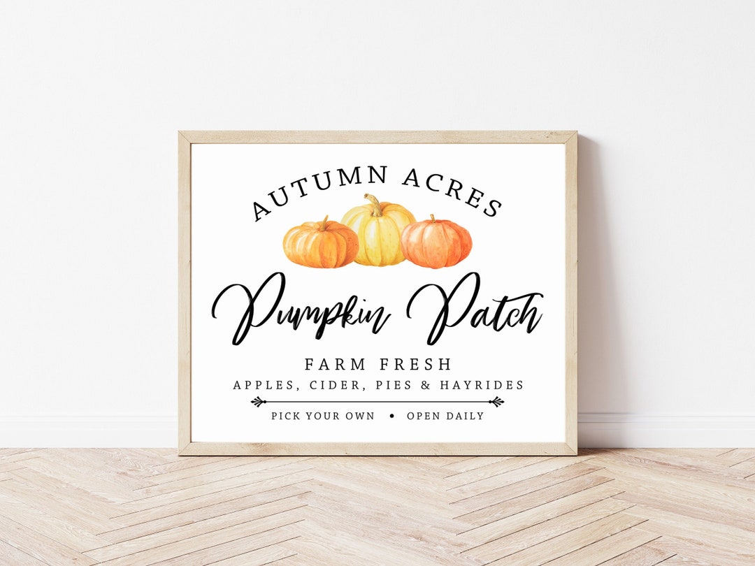 Pumpkin Patch Sign, Printable Fall Wall Art, Pumpkin Sign, Fall Farmhouse Decor, Halloween Decor ...