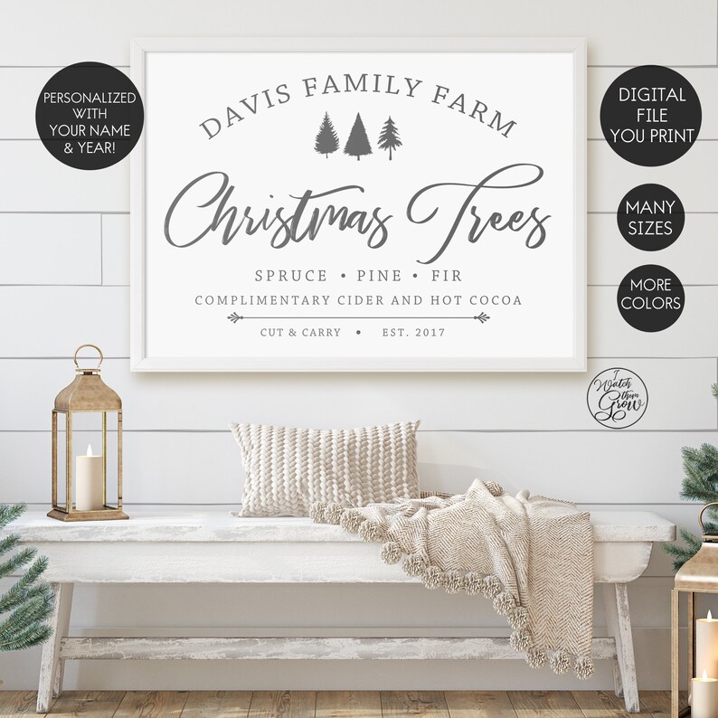 Personalized Christmas Tree Farm Sign Printable Christmas | Etsy