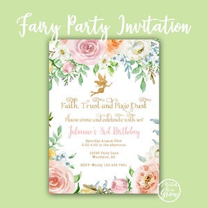 Editable Fairy Party Invitation, Printable Fairy Birthday Invitation, Fairy Baby Shower Invitation, Faith Trust Pixie Dust, Printables, PDF image 5