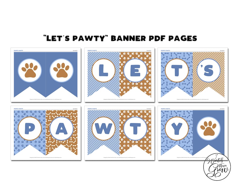 Let's Pawty Banner, Printable Puppy Party Banner, Puppy Birthday Decor ...