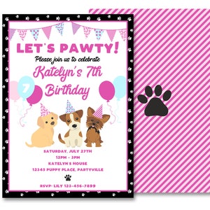 Puppy Party Decorations, Printable Puppy Birthday Decorations Package, Adopt a Puppy Party Decor Invitation, Lets Paw-ty INSTANT DOWNLOAD image 4