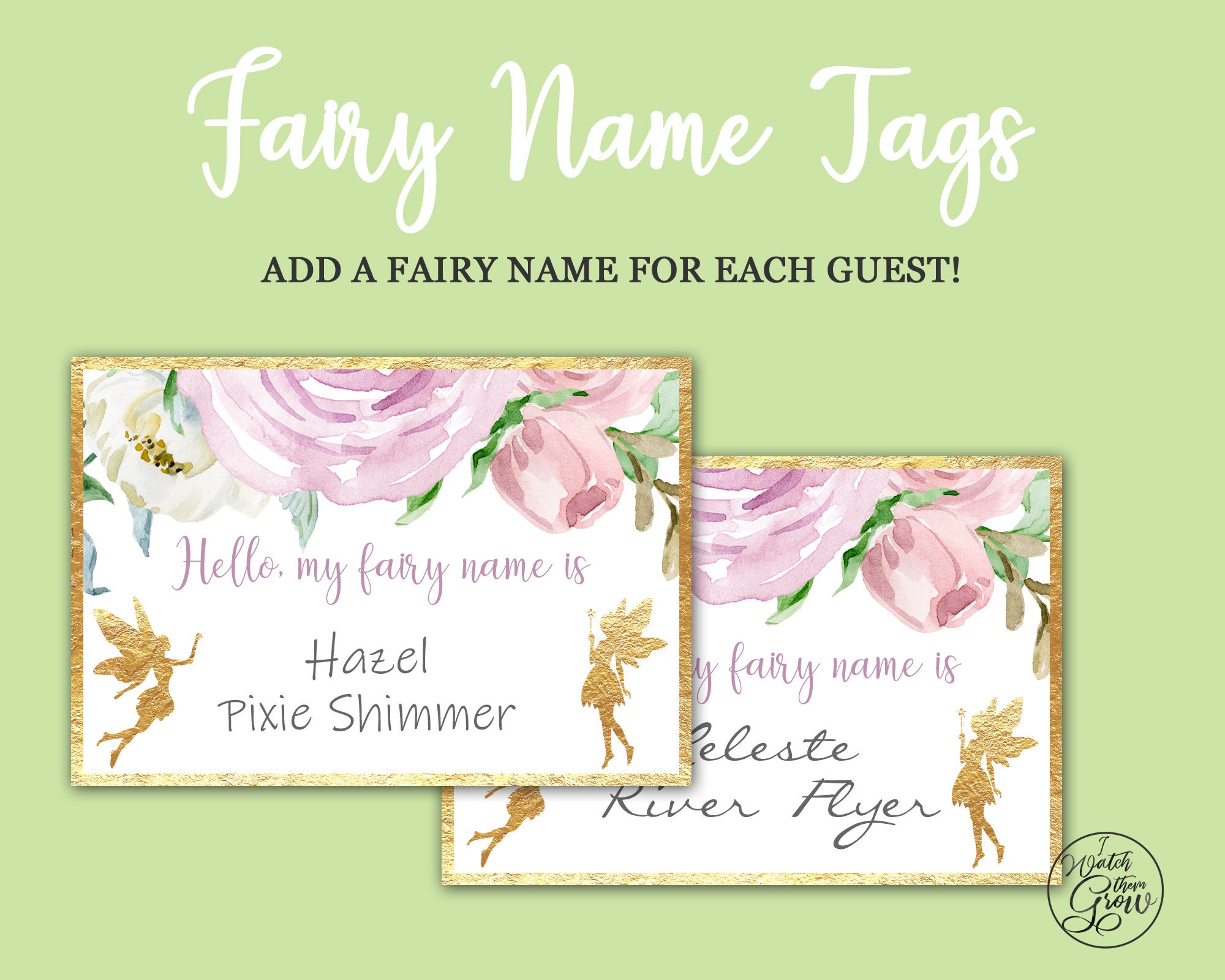 Fairy Name Tags Printable Fairy Name Stickers Fairy Name - Etsy Canada