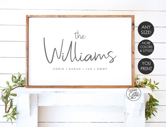 Personalized Family Name Sign Large Printable Family Name Wall