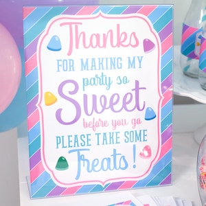 Sweet Treats Party Favor Sign, Printable Thank You Sign, Candy Buffet Sign, Pastel Rainbow Party Sign, Candy Birthday, 8x10 INSTANT DOWNLOAD image 1