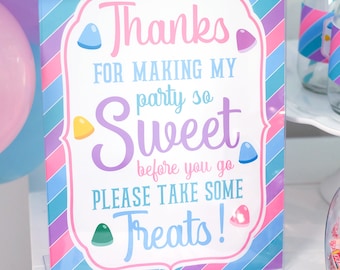 Sweet Treats Party Favor Sign, Printable Thank You Sign, Candy Buffet Sign, Pastel Rainbow Party Sign, Candy Birthday, 8x10 INSTANT DOWNLOAD