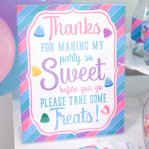 Sweet Treats Party Favor Sign, Printable Thank You Sign, Candy Buffet Sign, Pastel Rainbow Party Sign, Candy Birthday, 8x10 INSTANT DOWNLOAD