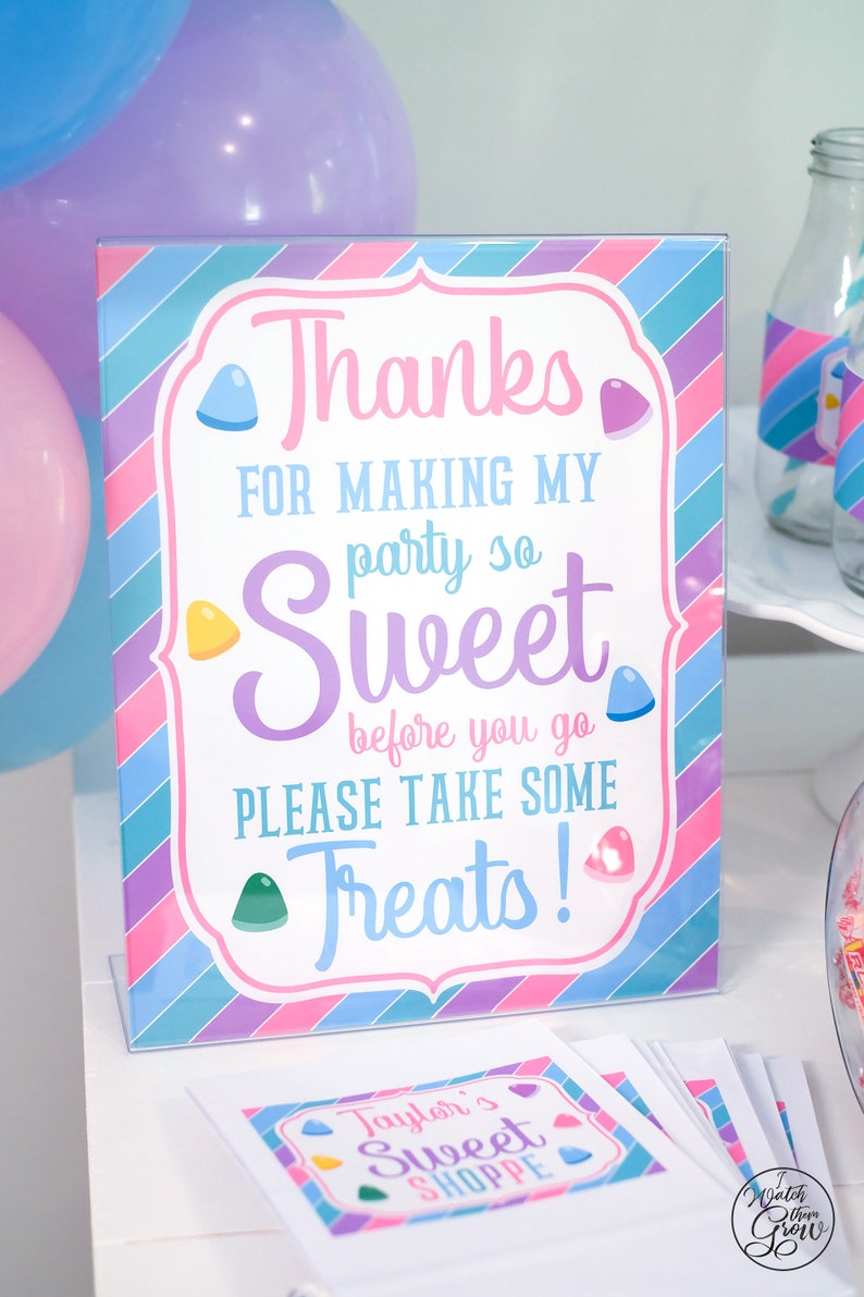 Sweet Treats Party Favor Sign, Printable Thank You Sign, Candy Buffet Sign, Pastel Rainbow Party Sign, Candy Birthday, 8x10 INSTANT DOWNLOAD image 1