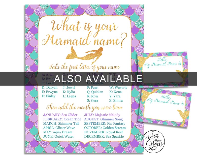 mermaid name game name tags printable what is your etsy