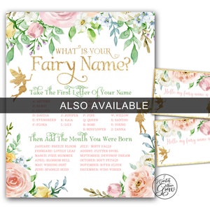 Editable Fairy Name Sign with Name Tags Set, Printable What Is Your Fairy Name, Fairy Birthday Party Game, Fairy Baby Shower Printables image 8