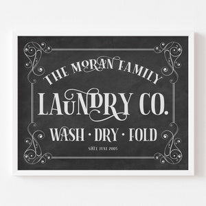 Personalized Laundry Room Sign, Printable Laundry Co Sign, Custom Laundry Room Decor, Chalkboard Sign, Farmhouse Laundry Decor, YOU PRINT