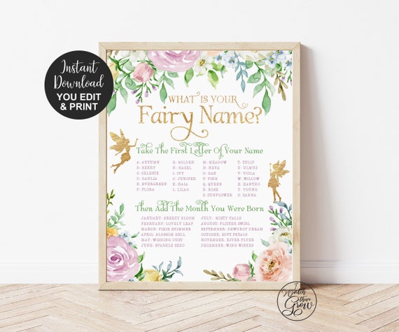 Editable Fairy Name Game, Fairy Party Game, Printable "What Is Your ...