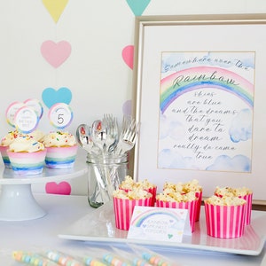 Pastel Rainbow Party Decorations, Printable Editable Rainbow Party Decor, Rainbow Birthday Party Baby Shower Decorations INSTANT DOWNLOAD image 3