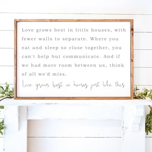 Love Grows Best in Little Houses Sign, Printable Farmhouse Wall Art, Modern Farmhouse Decor, Family Room Print, INSTANT DOWNLOAD