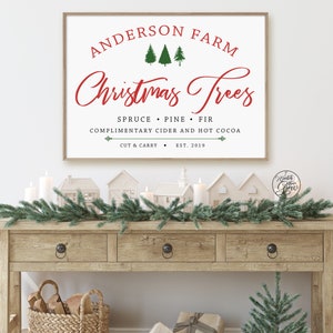 Personalized Christmas Tree Farm Sign, Printable Christmas Tree Sign ...