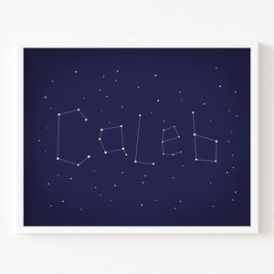 Custom Constellation Name Print, Printable Star Galaxy Art, Personalized Nursery Wall Art, Kids Name Print, Gift for Baby Name Sign Download