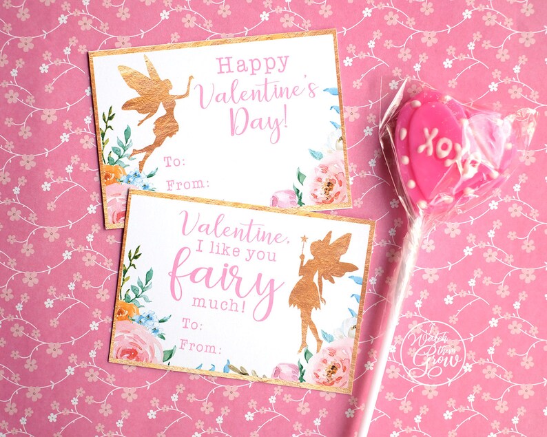 Fairy Valentines Cards Printable DIY Kid's Valentines - Etsy