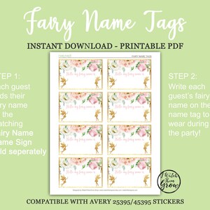 Fairy Name Tags, Printable Fairy Name Stickers, Fairy Name Labels ...