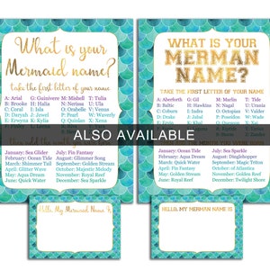 Merman Name Tag, Printable Merman Name Stickers, Merman Name Tags, Merman Birthday Party Game, Merman Baby Shower Game INSTANT DOWNLOAD image 4