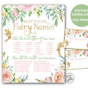 Fairy Name Game, Fairy Party Game, Printable What Is Your Fairy Name Birthday Party Poster, Fairy Party Printables, Fairy Party Decor, PDF image 2