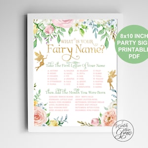 Fairy Name Game, Fairy Party Game, Printable What Is Your Fairy Name Birthday Party Poster, Fairy Party Printables, Fairy Party Decor, PDF image 3