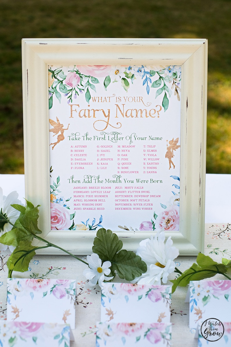 Fairy Name Game, Fairy Party Game, Printable What Is Your Fairy Name Birthday Party Poster, Fairy Party Printables, Fairy Party Decor, PDF image 9