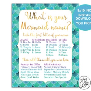 Mermaid Name Game & Name Tags, Printable What Is Your Mermaid Name Party Game Pack, Mermaid Birthday Party Pdf Jpg INSTANT DOWNLOAD image 3